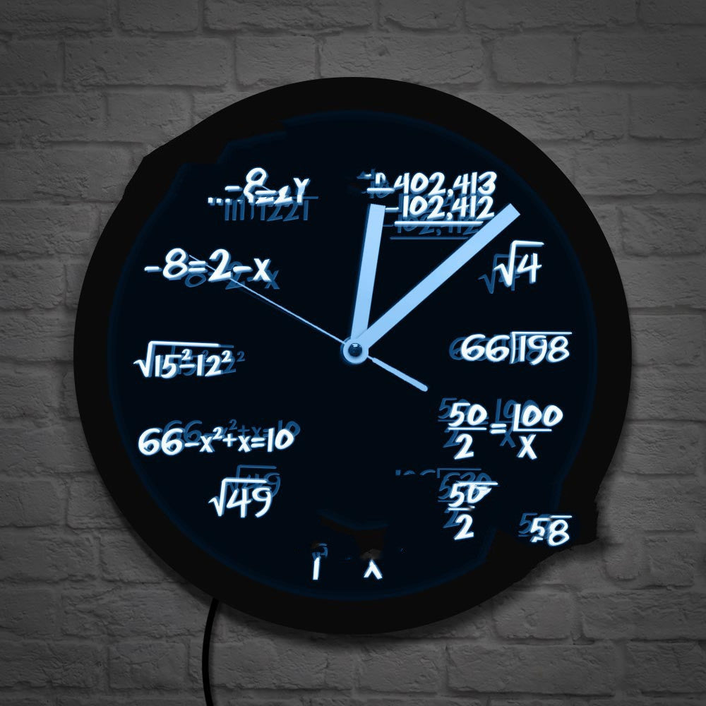LED Luminous Wall Clock Black Wall Clock Math Formula Arithmetic Scale Home Decoration Clock Wall Clock Cross-border Customization
