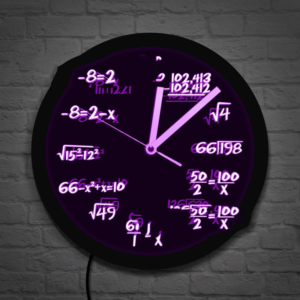 LED Luminous Wall Clock Black Wall Clock Math Formula Arithmetic Scale Home Decoration Clock Wall Clock Cross-border Customization