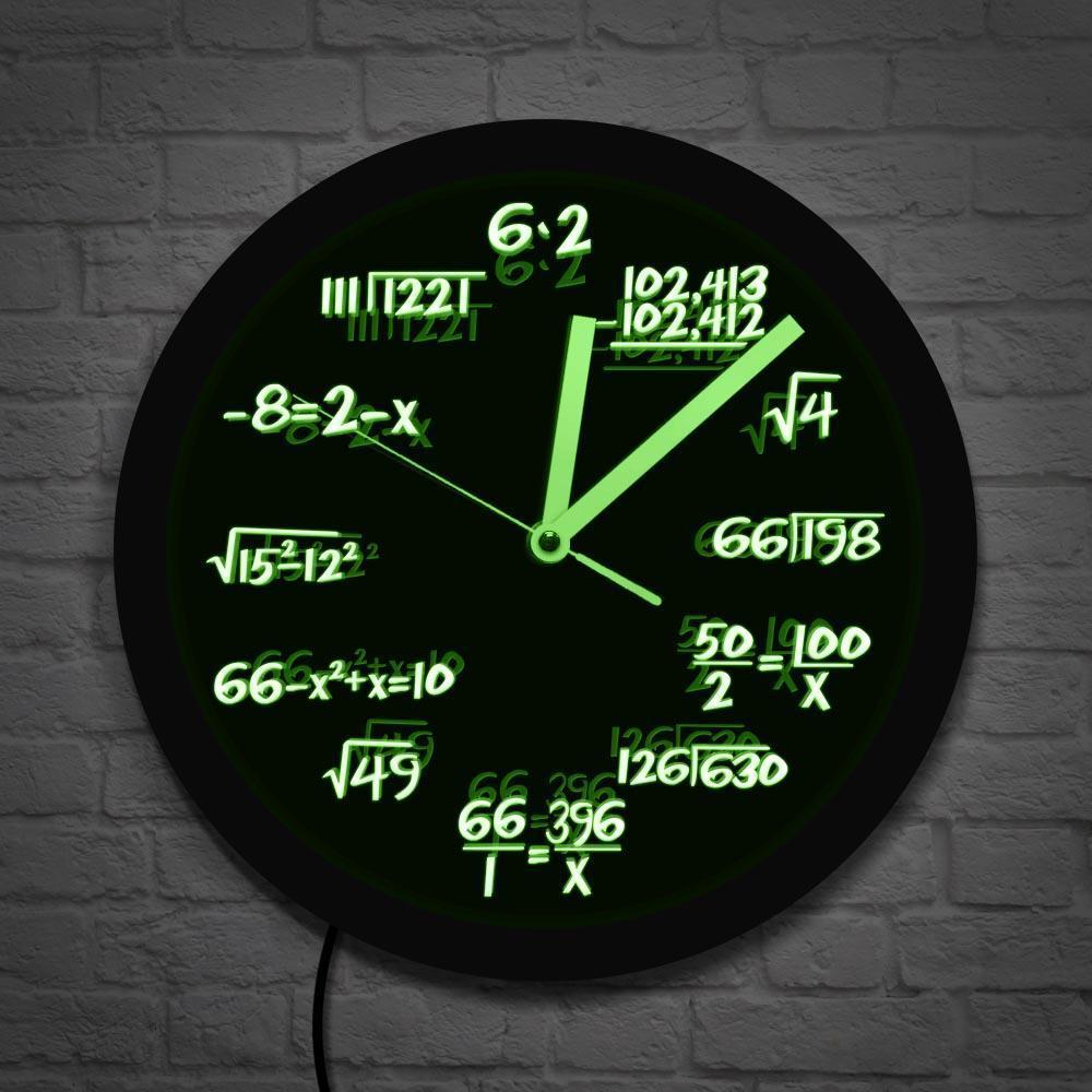 LED Luminous Wall Clock Black Wall Clock Math Formula Arithmetic Scale Home Decoration Clock Wall Clock Cross-border Customization