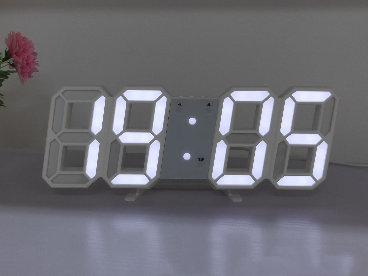 3D LED Wall Clock Modern Digital Sound Control Table Desktop Alarm Clock Temperature Night Light