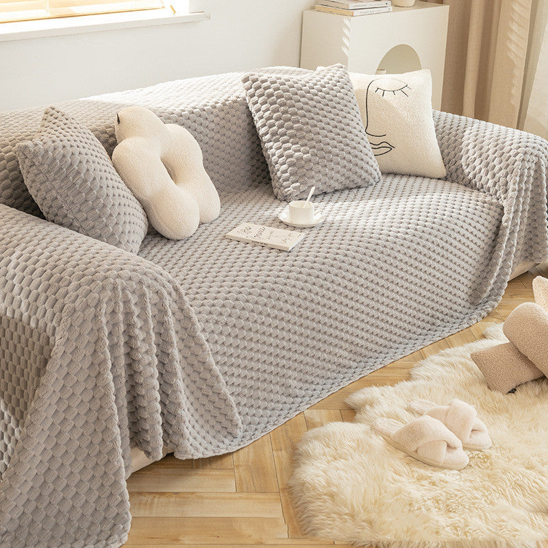 Winter Plush Anti-cat Scratch Sofa Cover Cloth