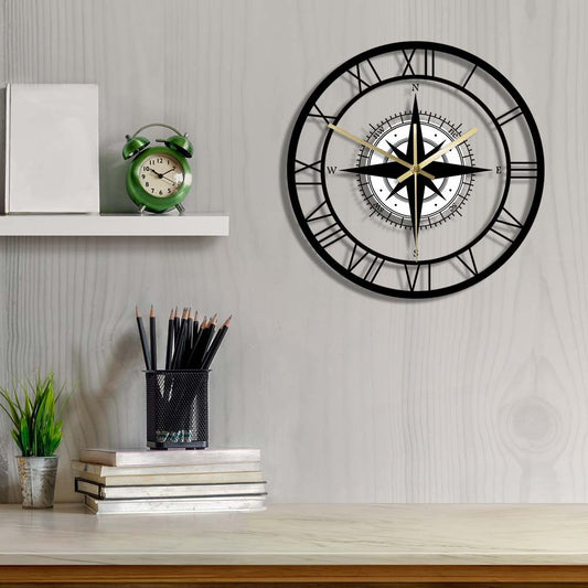 LED Transparent Compass Steering Wheel Acrylic Wall Clock