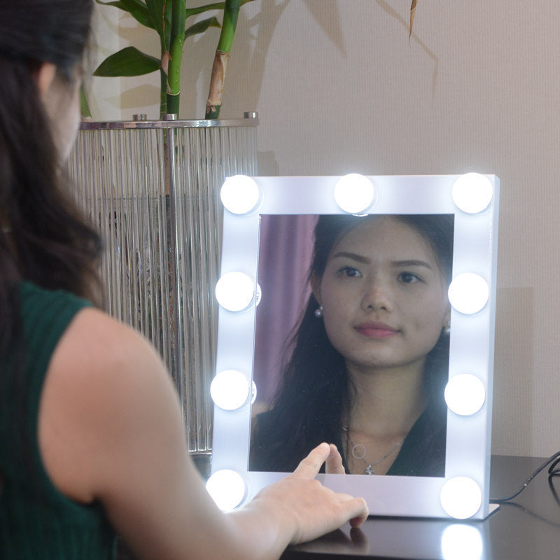 Square light bulb makeup mirror