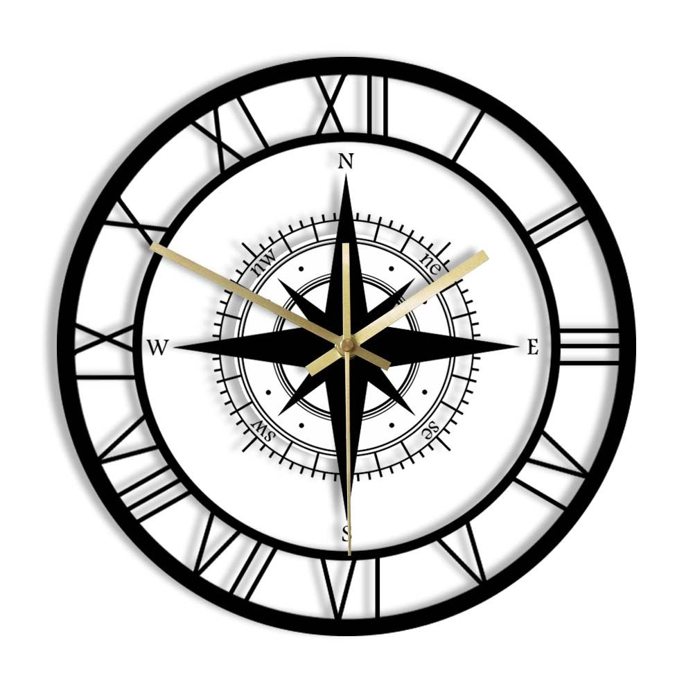 LED Transparent Compass Steering Wheel Acrylic Wall Clock