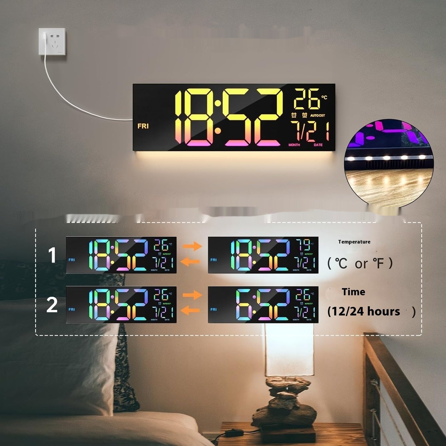 Simple Large Screen LED Wall Clock Wall Clocks Modern