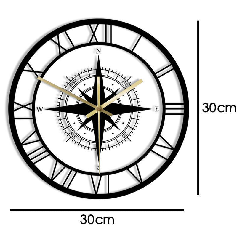 LED Transparent Compass Steering Wheel Acrylic Wall Clock
